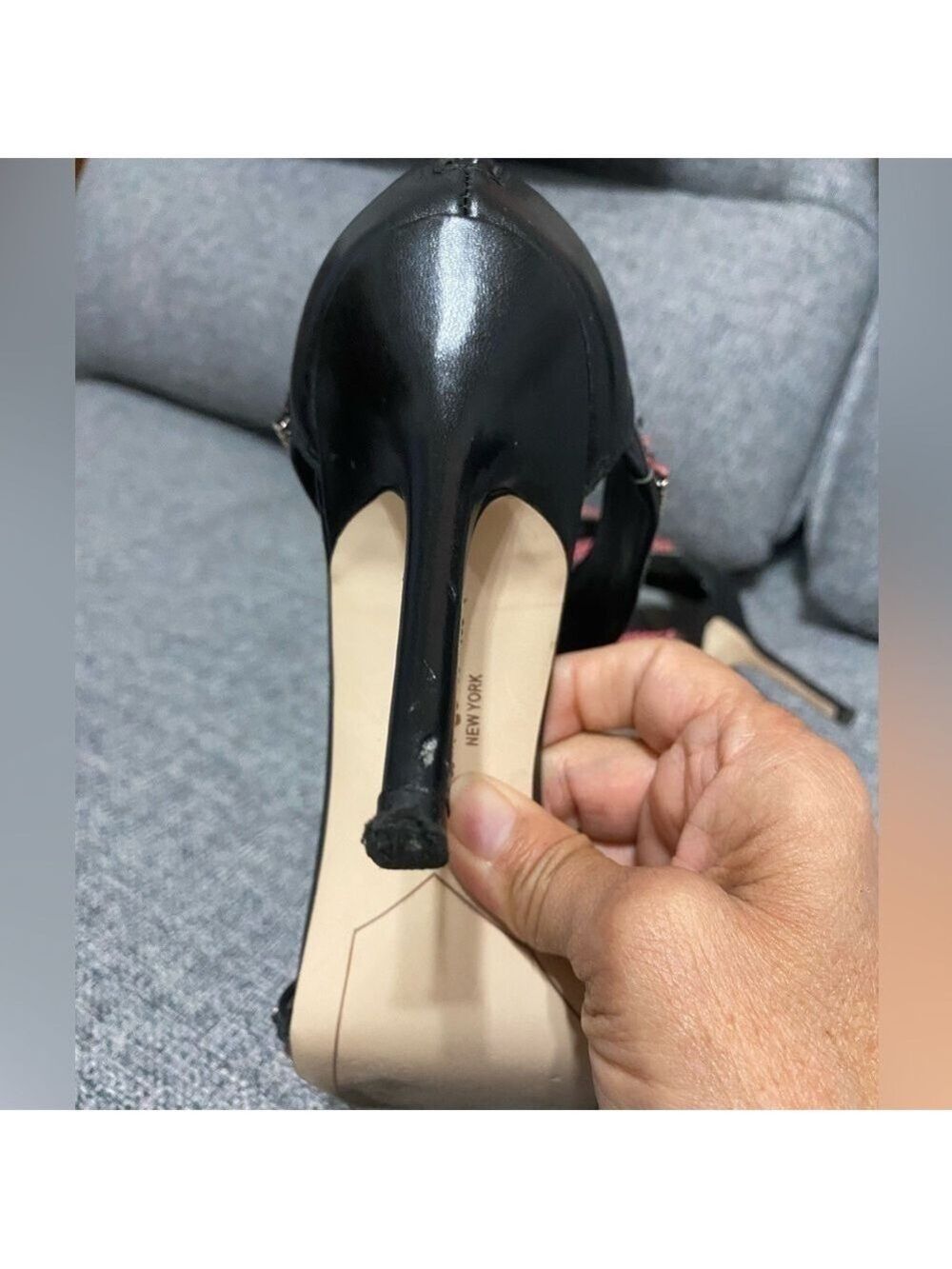 Sam Edelman’Alton’ high heels- needle heels, leather , sz 8M black/ salmon/ pink - Picture 8 of 11